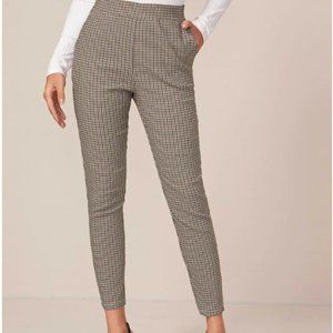 Wide Waistband Slant Pocket Plaid Pants